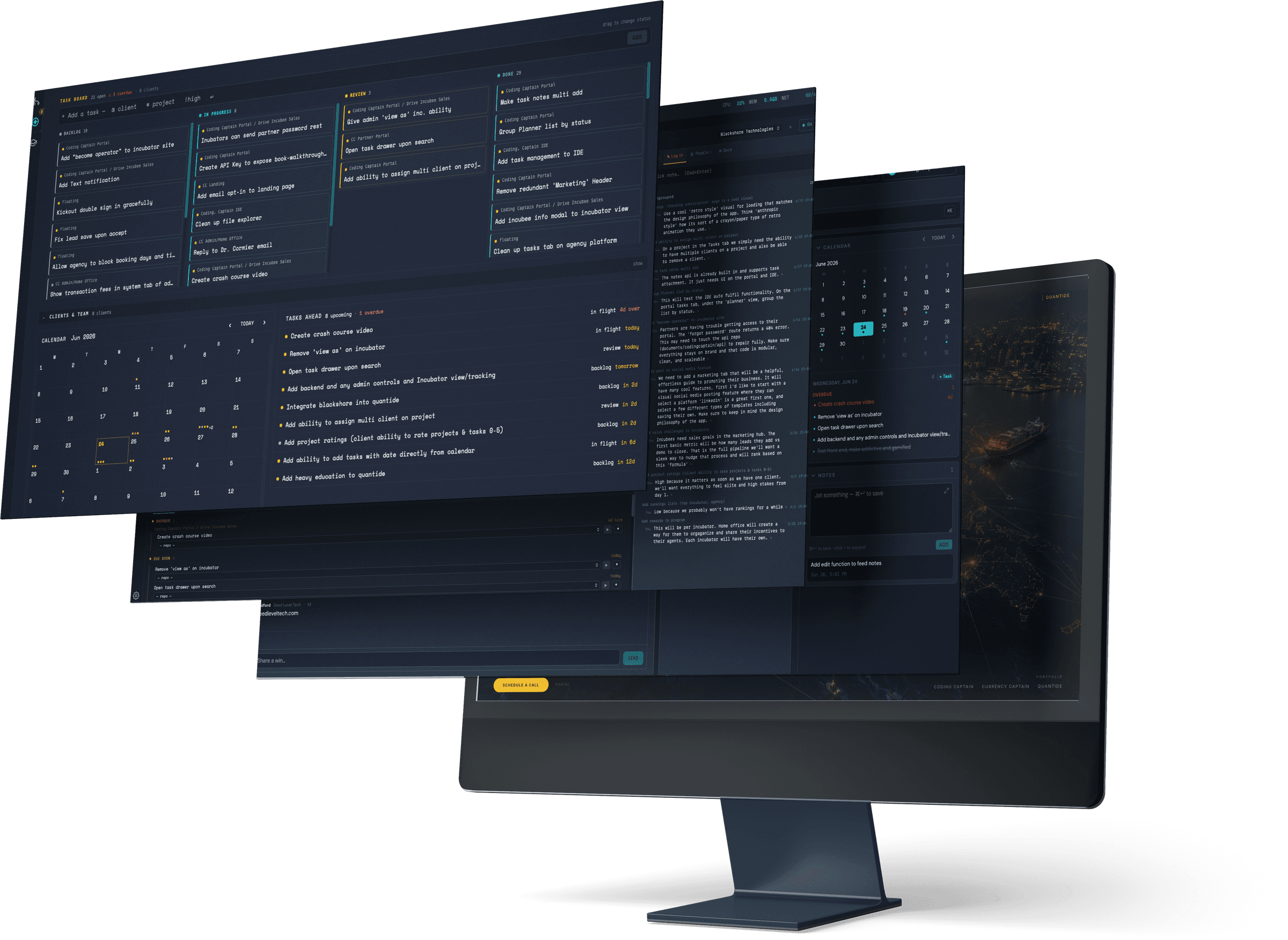 The Coding Captain operator cockpit — clients, build pipeline, and recurring revenue in one app